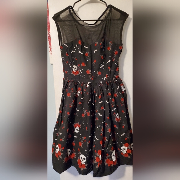 Floral Skull Print Black Dress - Picture 3 of 7